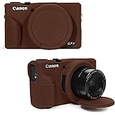 TYUANDOUER Case for Canon Powershot G7X Mark III Digital Camera, Soft Silicone G7X Mark III Camera Case Accessories, Protective Case Cover for G7XIII G7X3 with Detachable Lens Cover - Dark Brown