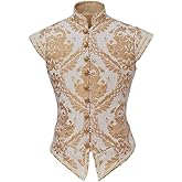 CosplayDiy Mens Tudor Vest Victorian Suit Vest Tudor Jerkin Gothic Steampunk Waistcoat