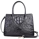 PIJUSHI Women Handbags Top Handle Satchel Leather Tote Bags for Ladies 8890(One Size, Black Croco)