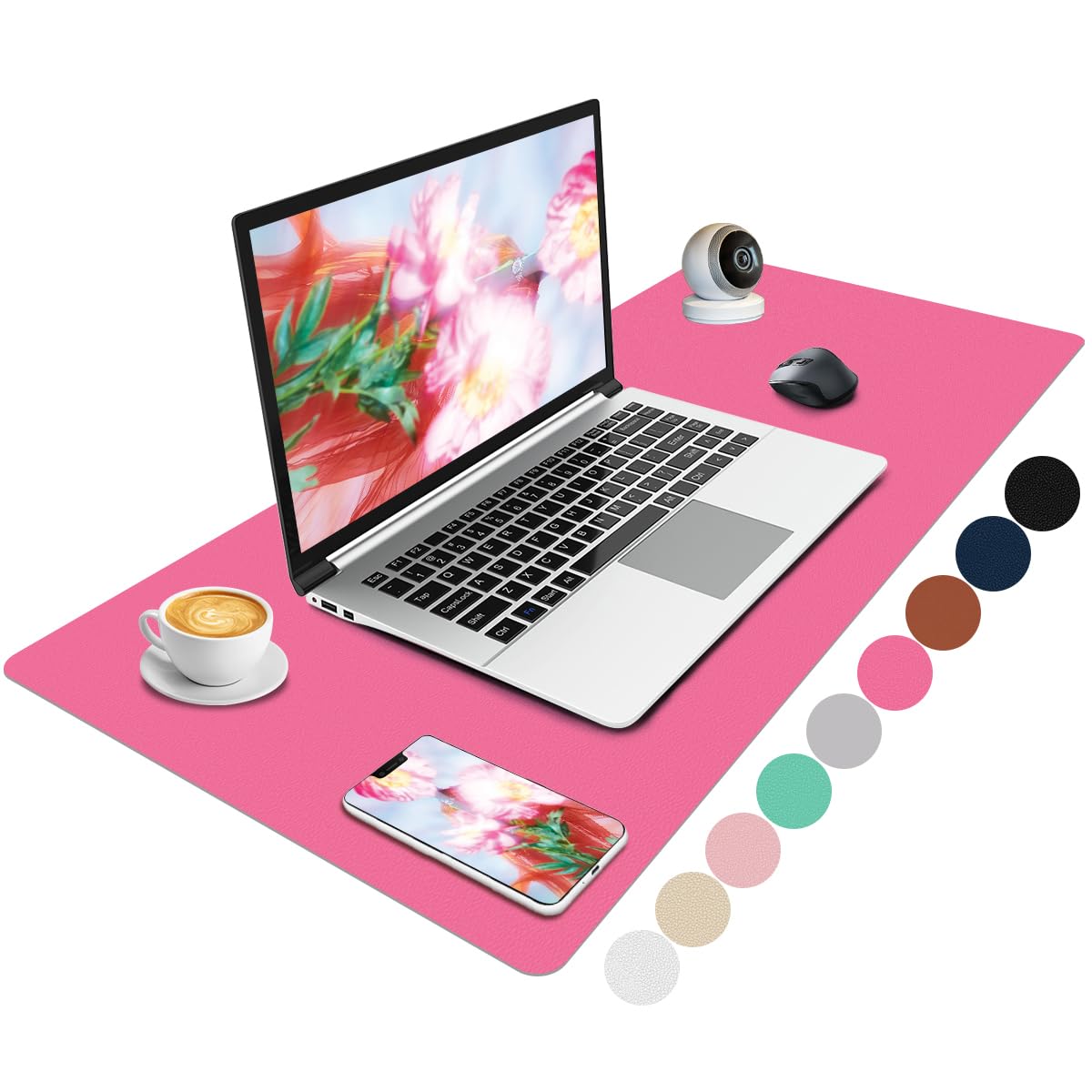 Niviy Non-Slip PU Leather Desk Mat - Large Waterproof Protector Pad for Home and Office Accessories, Rose Red (80 x 40 cm)