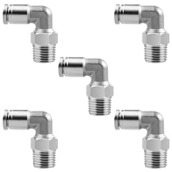 Jienk 5Pcs Pneumatic 304 Stainless Steel Male Elbow
