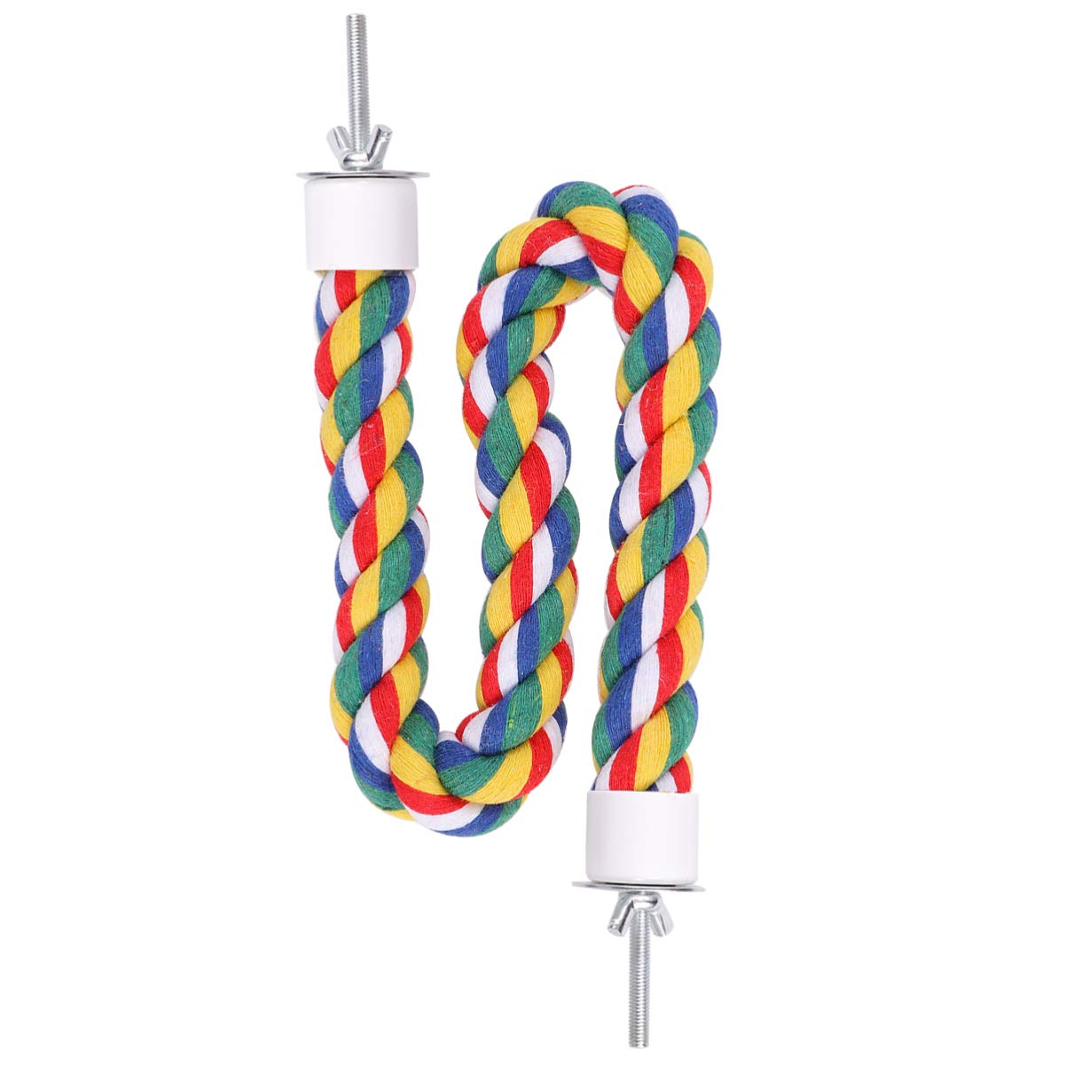 ULTECHNOVO Bird Spiral Rope Perch Bird Perch Stand, Parrot Climbing Rope Parrot Cotton for Parakeets Cockatiels Conures Macaws, 60cm