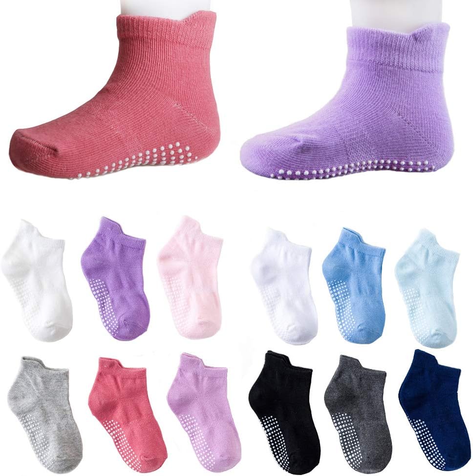 Toddler Infant Boys Girls Grip Ankle Socks Non Slip Anti Skid Socks 6 Pairs Socks Gift Set