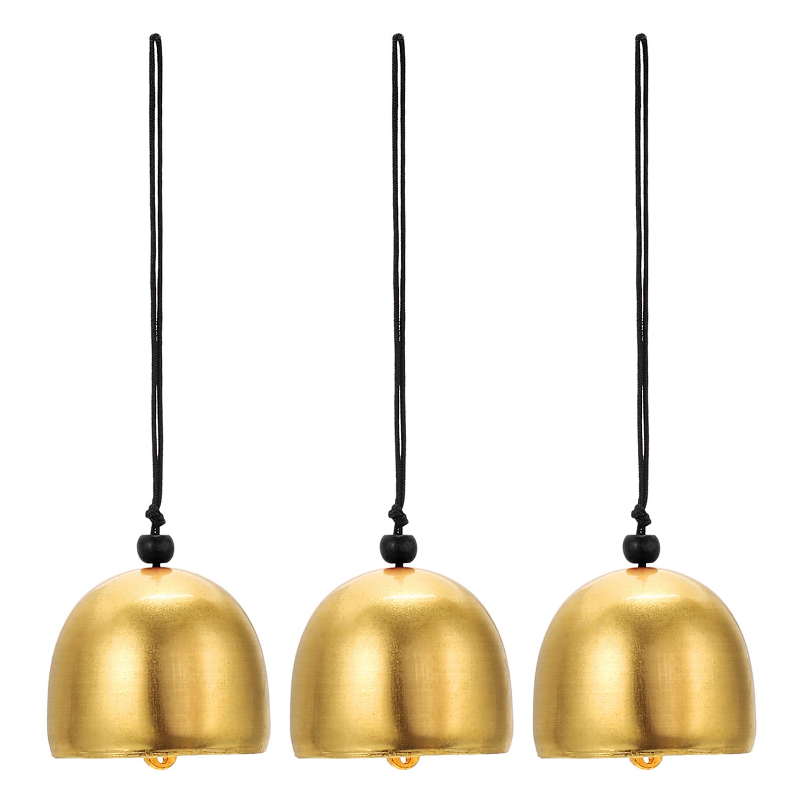 PATIKIL 3 Pcs Wind Chime, Hanging Bells Temple Bells Retro Outdoor Hanging Metal Chinese Wind Chime 1.5" Round for Outside Garden Camping, Gold Black