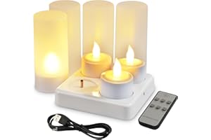 4PCS/Set Rechargeable Battery Operated LED Tea Lights Candles - Flameless Flickering Battery Tea Lights for Home, Restaurants