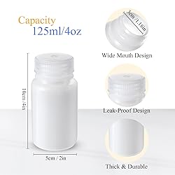 Zhehao 30 Pcs 4 oz Sample Bottle with Cap Wide