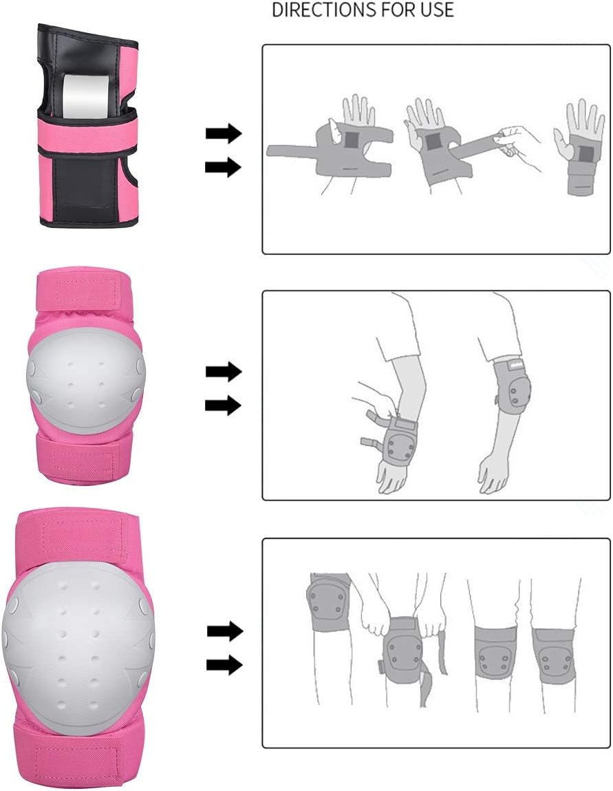 QiSa Kids & Adults Knee and Elbow Pads with Wrist Guards Protective Gear Set : Sports & Outdoors