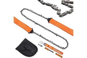 MTKZKAF Pocket Chainsaw 40" Survival Camping Saw Heavy Duty Steel - Folding Chain Hand Saw with Fire Starter for Camping Hunting On Foot Cutting Wood Outdoor Survival Gear