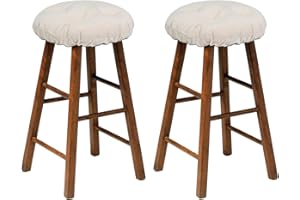 mudilun Round Bar Stool Cushions Soft Comfortable Tufted Barstool Covers Elastic Bands Anti-Slip Stool Cushions Replacement (White, 14x14x2(2pc))
