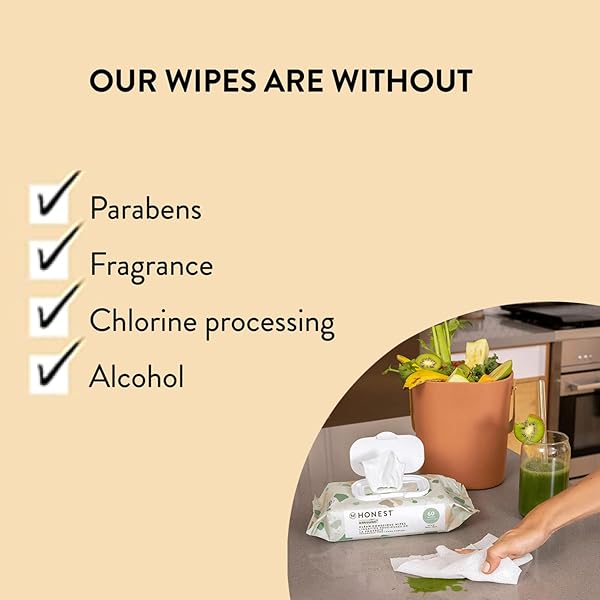 THE HONEST COMPANY CLEAN CONSCIOUS MULTI-USE WIPES | HYPOALLERGENIC + UNSCENTED FOR SENSITIVE SKIN | OVER 99% WATER, COMPOSTABLE, PLANT BASED, BABY WIPES | ROSE BLOSSOM, 288 COUNT