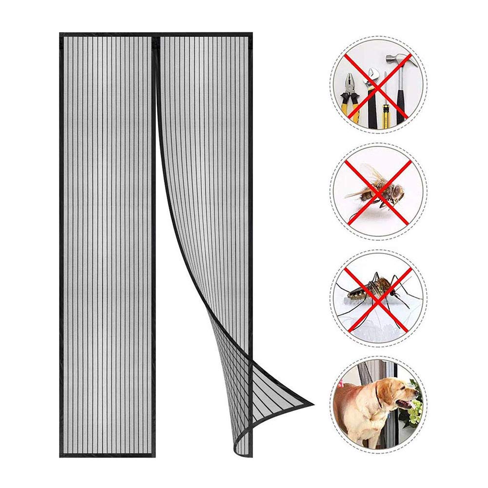 Magnetic Fly Screen Door Keep Insects Out Mosquito Door Screen Easy to Install Without Drilling Top-to-Bottom Seal Automatically for Balcony Sliding Living Room Children's Room,