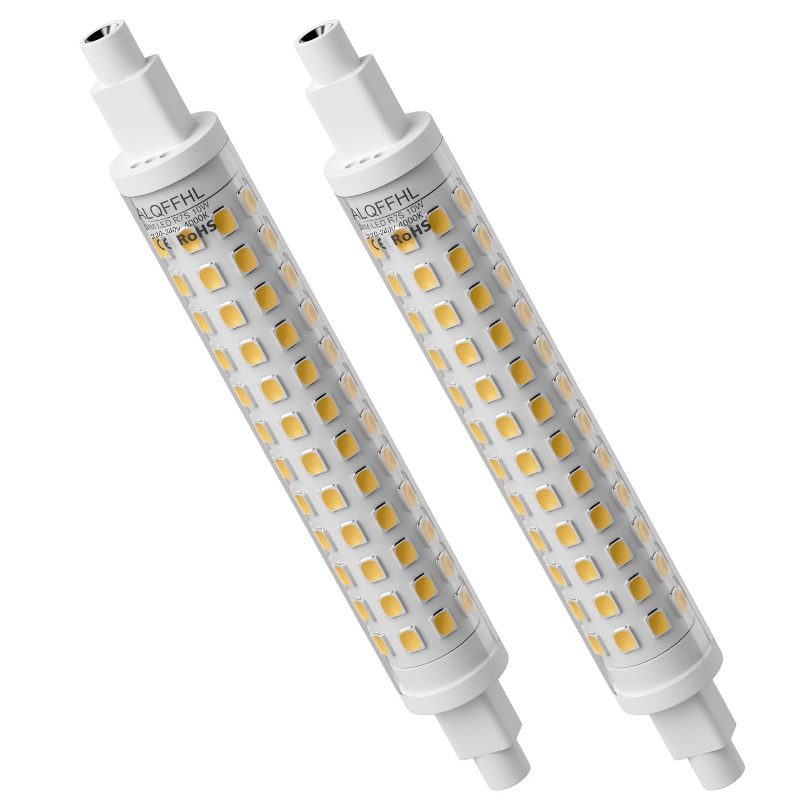 R7S LED Bulb 118mm 10W, Double Ended J Type Flood Lights (100W Halogen T3 Equivalent), 1000 Lumen, 4000K, Wall Security Floor Standing Dimmable Lamps for Household and Work, Pack of 2 (Natural White)