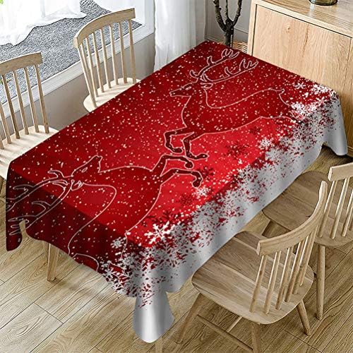 UGUAX Christmas Tablecloth Rectangular Table Cover Christmas Pattetn Print Table Banners for Dining Room Kitchen,Multicolor