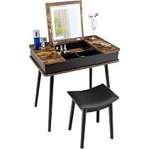 Amazon.com: GOFLAME Vanity Table Set with Flip Top Mirror and ...