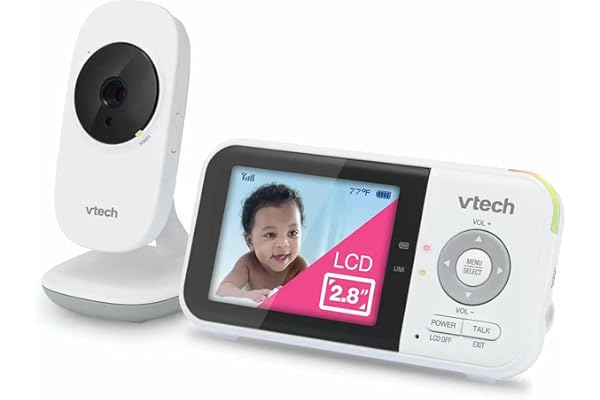 VTech Baby Monitor No WiFi – 19Hr Video Battery, 1000ft Range, Night Vision, Two-Way Talk, Temperature Sensor, Sound-Activated Screen, Lullabies | VM819