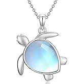 OUTANG Moonstone Turtle Necklace for Women 925 Sterling Silver Sea Turtle Pendant Ocean Animal Jewelry Gifts