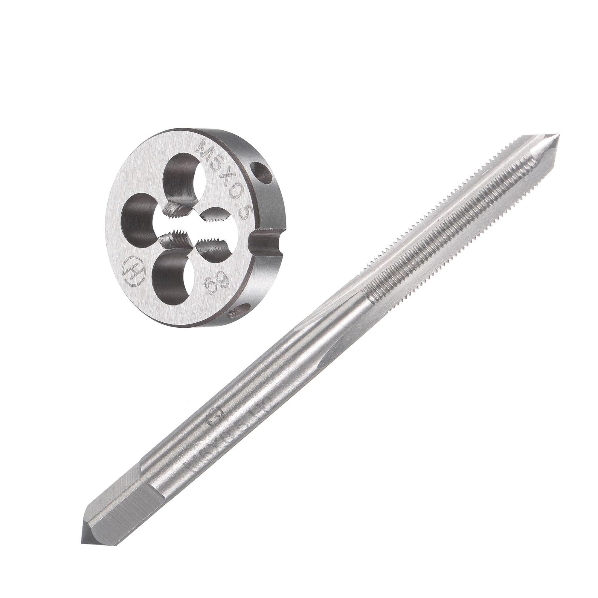 Unifizz M5 x 0.5mm Metric Tap and Die Set, Machine Thread Screw Tap with Round Threading Die, Tap & Die Kit for Nut Screw Bolt Thread Repair