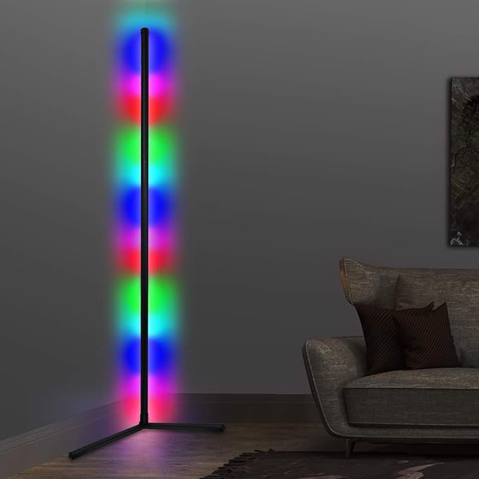 DIY LED Corner Floor Lamp with Remote for Living Room, Colour Changing