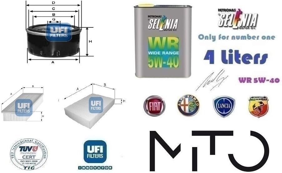 Kit of spare filters for Alfa Mito 1.4 16 V 70 Kw Oil-Selenia 5W40 4 Litre