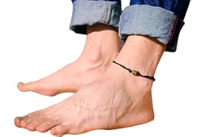 Anklet for men, men's anklet with a bronze tone tube bead charm and a black cord, anklet for men, gift for him, men's ankle b