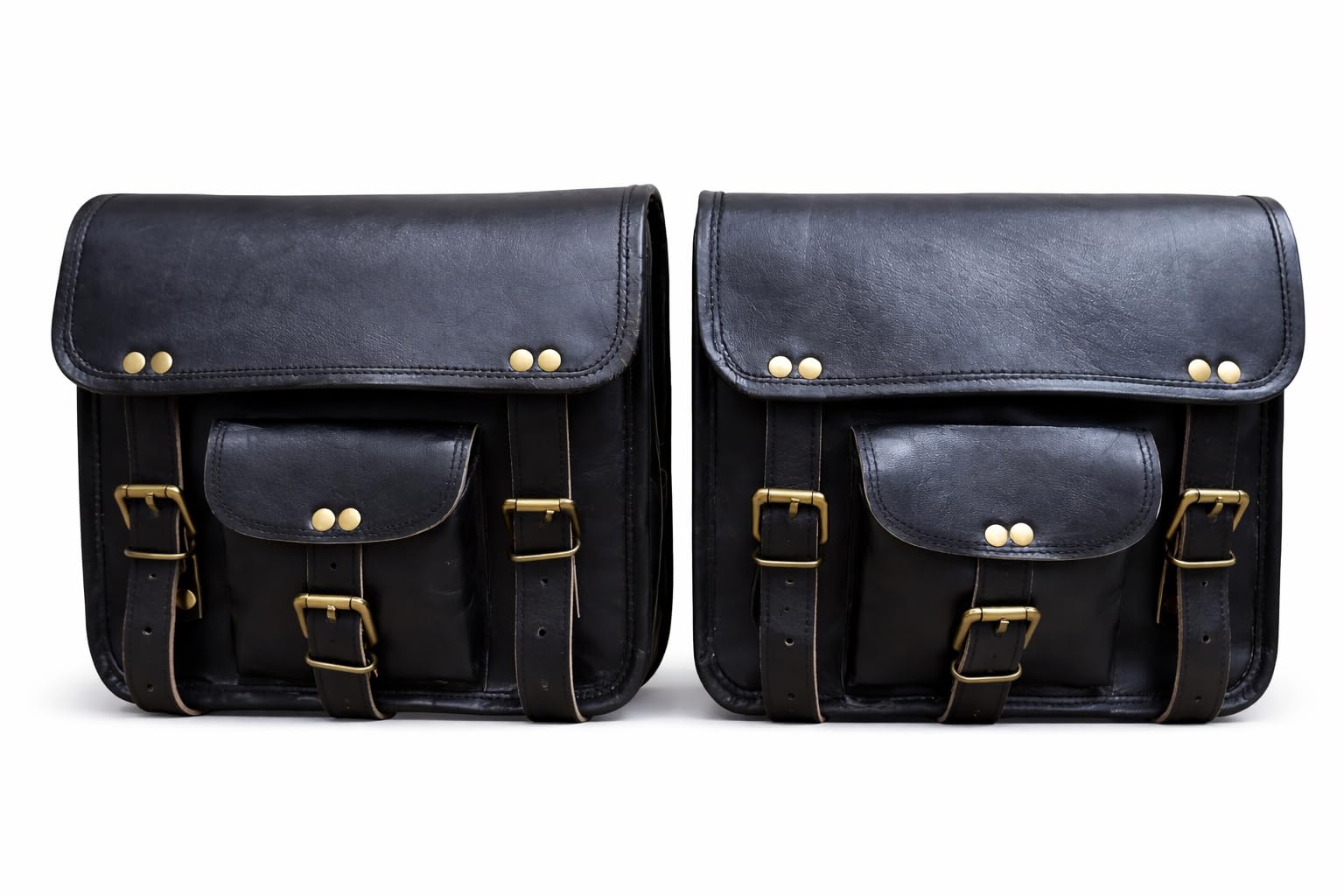 american blue 2X Leather Motorcycle Bike Saddle, Men Bike Cycling Tool for Travel with Adjustable Straps Bag Set of 2 Pannier Bag for Bikers Handmade