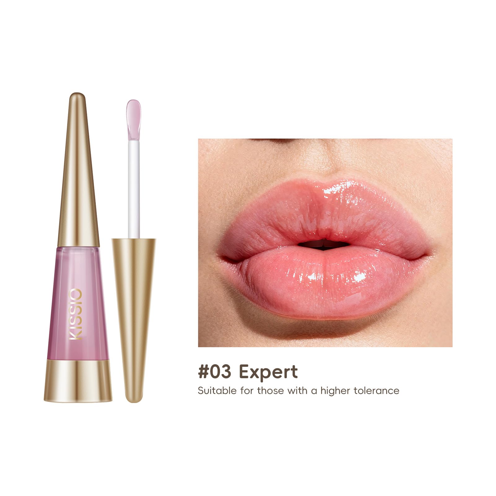 KISSIO PLUMP Lippenfüller,9 ml,maximale Fülle mit Ingwer und Peptiden,extremer Lippenfüller,feuchtigkeitsspendend, Lippenauffüllung,Lippenkonturpflege,Lipgloss,Expert 2