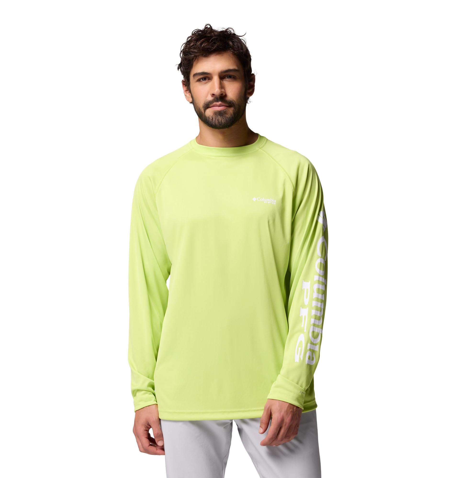 Columbia Men's PFG Terminal Tackle Long Sleeve Fishing Shirt, Voltage/White Logo, Small Image Columbia Men's PFG Terminal Tackle Long Sleeve Fishing Shirt, Voltage/White Logo, Small Image