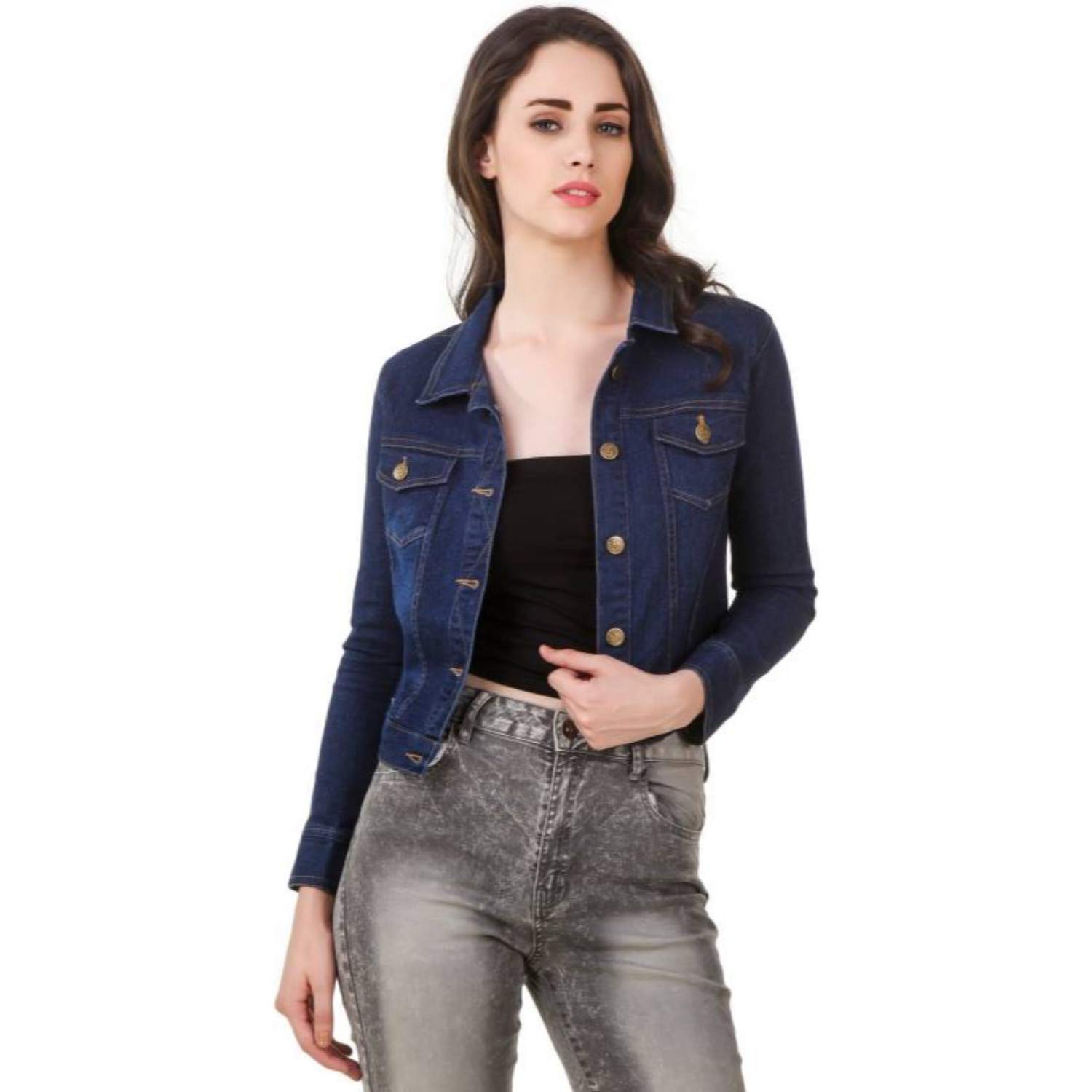 girls shopping full sleeve denim jacket for women