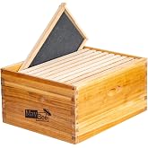 10-Frame Beehive Box Langstroth Deep Brood Box Dipped in Beeswax Includes Wooden Frames &amp; Waxed Foundations (Unassembled)