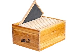 MAYBEE 10-Frame Beehive Box Langstroth Deep Brood Box Dipped in 100% Beeswax Includes Wooden Frames & Waxed Foundations (Unassembled)