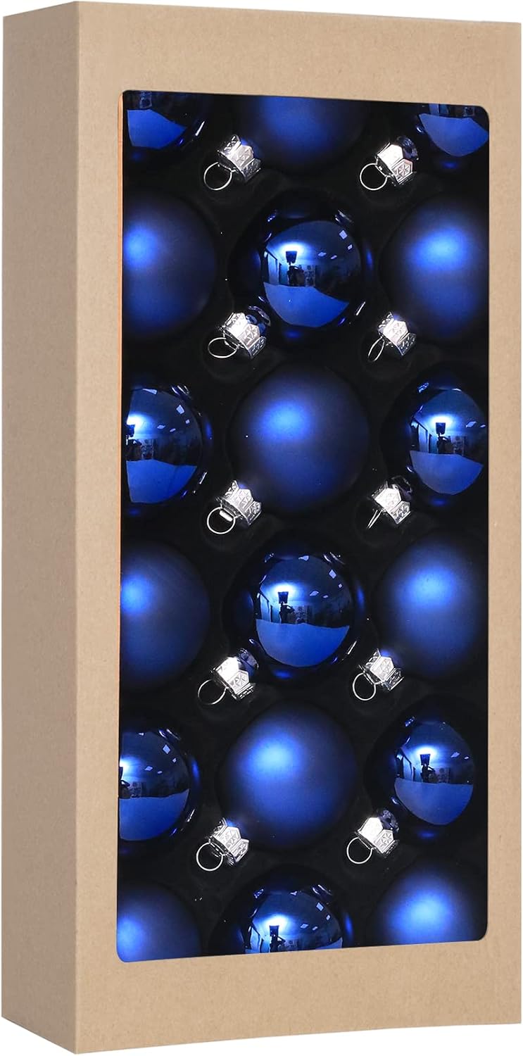 Ornaments - 18PCS 1.8inch(45mm) Christmas Ball Ornaments for Christmas Decorations, Glass Ball Present for Xmas Trees and Wedding Party, Xmas Tree Decorations Set(Dark Blue)