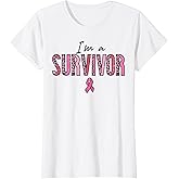 Im A Survivor Leopard Retro Breast Cancer Awareness Women T-Shirt