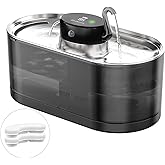 Cat Water Fountain Cordless, 108oz/3.2L Wireless Cat Fountains for Drinking, Pet Water Fountains for Cats Indoor, Automatic Cat Water Dispenser Battery Operated Rechargeable, Stainless Steel Black