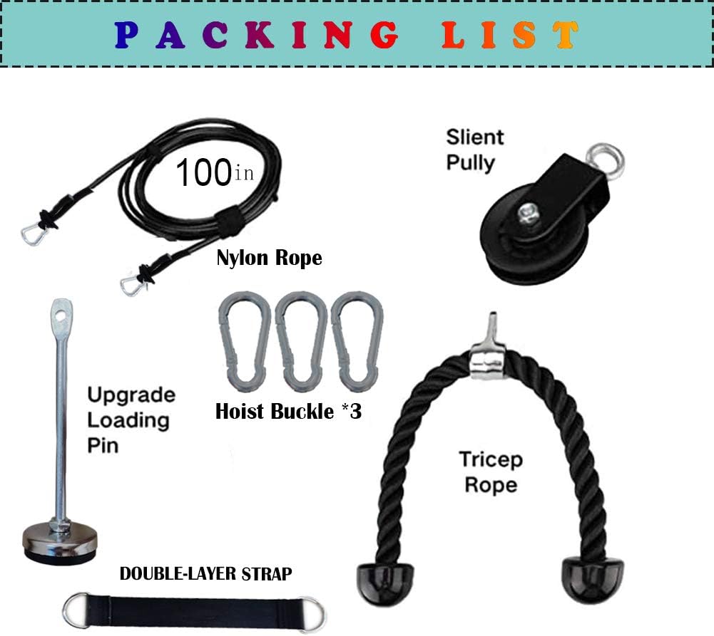 Pulley Cable Machine Men Women Professional Muscle Strength Fitness Equipment Forearm Wrist Roller Training for LAT Pulldowns, Biceps Curl, Triceps Extensions Workout Curved : Sports & Outdoors