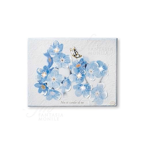 Quadro Fiori Non Ti Scordar Di Me Farfalla Argento Cristalli