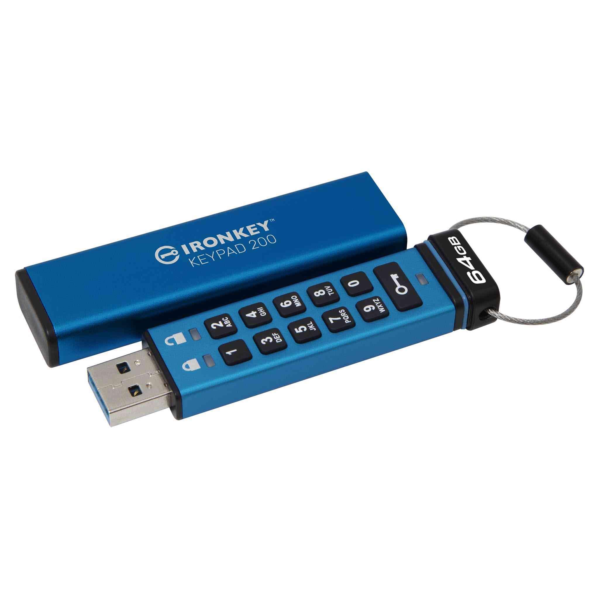 Kingston IronKey Keypad 200 Type -A hardware-encrypted USB Flash Drive FIPS 140-3 Level 3 (Pending) with XTS-AES 256-bit Hardware Encryption - IKKP200/64GB — image 1