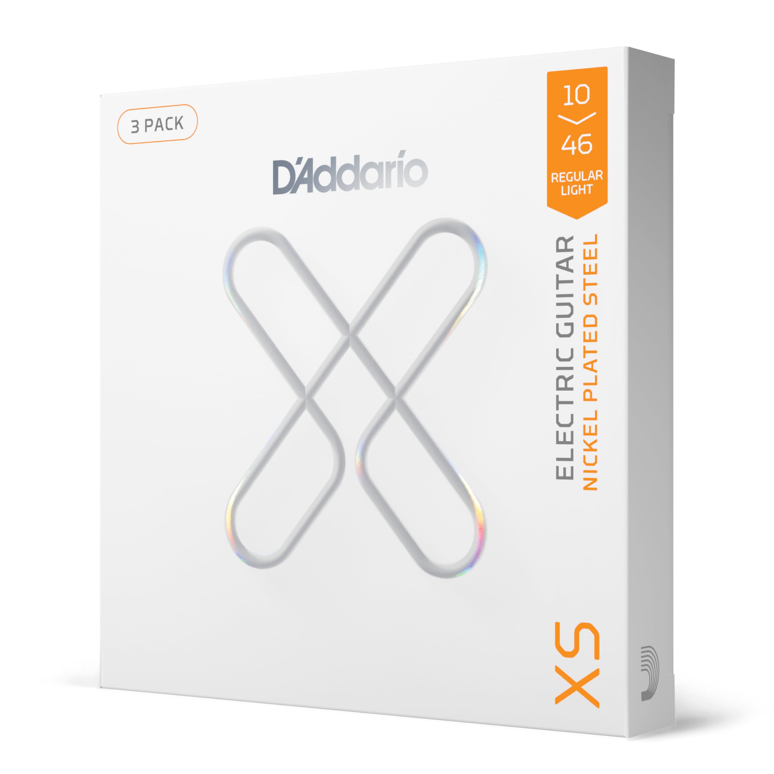 D'Addario Guitar Strings - XS Coated Electric Guitar Strings - Extended Lifespan for 6 String Guitars - XSE1046-3P - Regular Light, 10-46 - 3 Pack