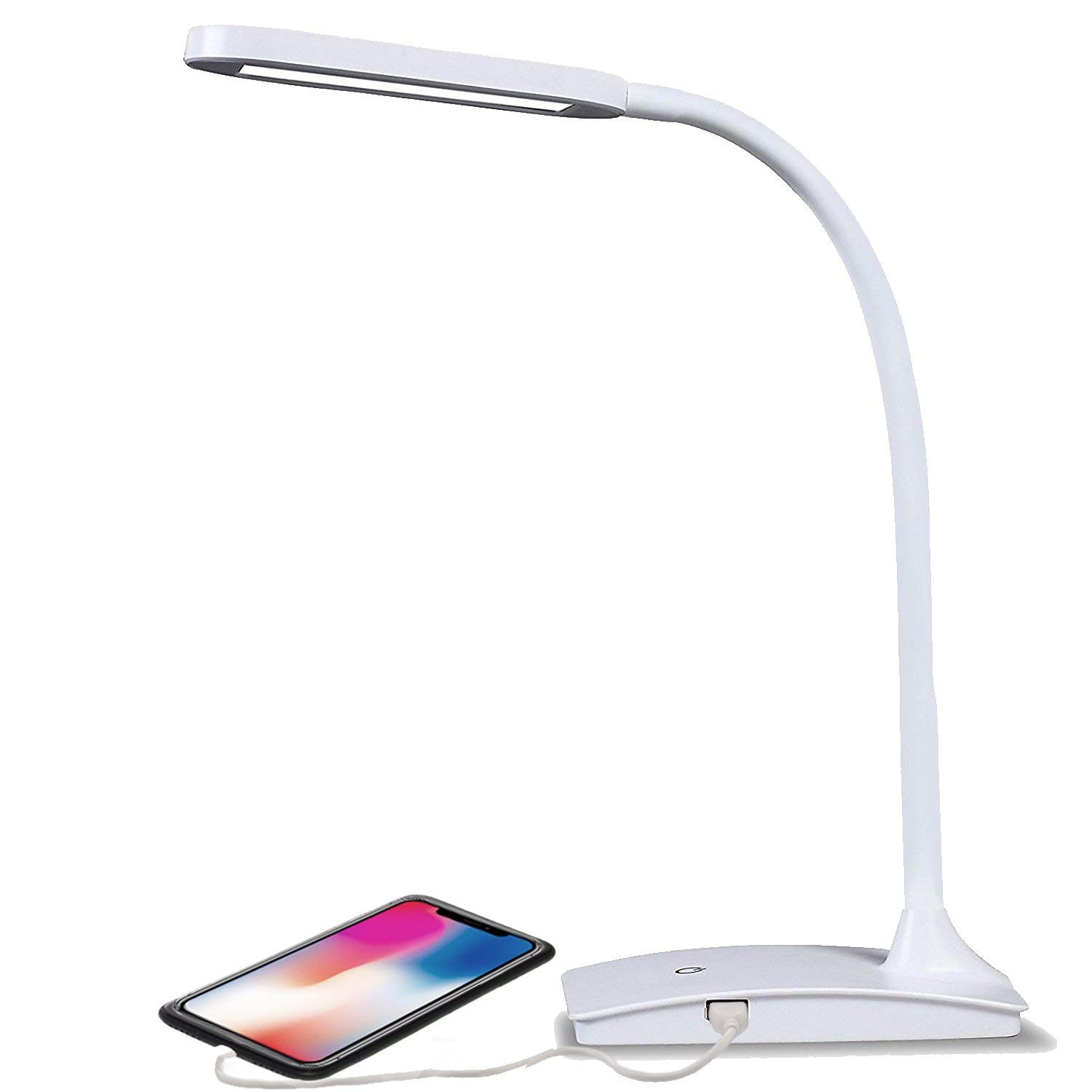 TW Lighting IVY-40WT The IVY LED Desk Lamp with USB Port, 3-Way Touch Switch, White (Renewed)