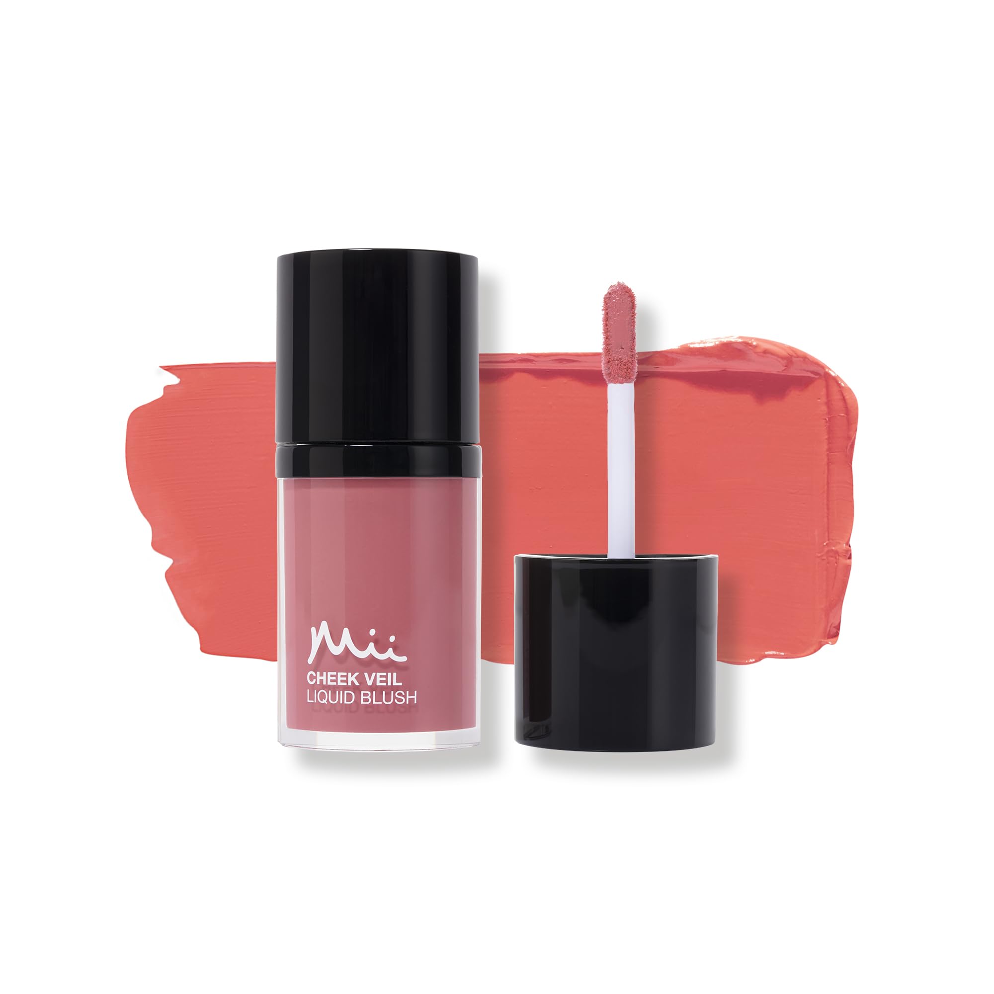 Mii Cosmetics Cheek Veil Liquid Blush | Weightless Liquid Blusher for Cheeks | Brightens with a Natural, Healthy Glow | Buildable & Blendable Makeup Blush | Mid-Toned Rosy Pink | Paradise | 7ml