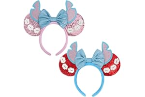 UNSPAZ Mouse Ears Headband, 2 Pcs Mouse Ears for Women Girls, Park Ears for Trips Birthday Decorations Hair Accessories (ST Set)