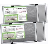 FLYZZZ 2 Packs Adjustable Window Screen Horizontal (10" H x 19" - 36" W) Expandable Window Screen Replacement for Home