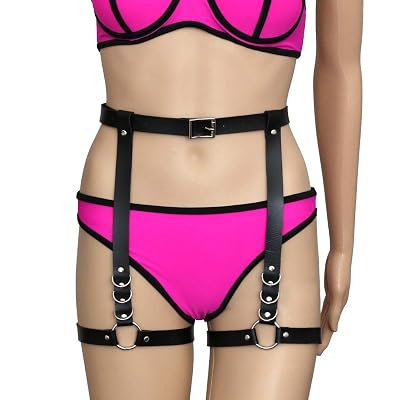 alisikee Faux Leather Leg Harness Belt Adjustable Punk Harness Belt for Women alisikee Faux Leather Leg Harness Belt Adjustable Punk  main image 3