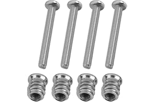 DIAO79NI 4 Pcs Stainless Steel Bolt-On Neck Cross Pan Head Guitar 40mm Screws and M5 Inserts for Guitar and Bass