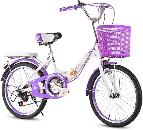 Amazon Co Jp 女の子折りたたみ式可変速自転車18 22 24インチ超軽量ポータブル小学校子供用メンズおよびレディース大人用自転車 紫色 24 Inch ホーム キッチン
