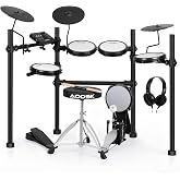 AODSK Electric Drum Set Quiet Mesh Pads,450 Sounds 40 Kits And Headphones | USB MIDI,Throne Sticks,10 "Cymbals And Kick Tower Kick Pad, Electronic Drum for Beginner UAED-403plus
