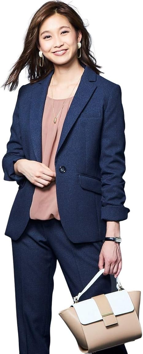 Amazon Nissen ニッセン 長袖 洗濯機洗いok 洗えるウール調９分丈テーパードストレッチパンツスーツ レディーススーツ パンツスーツ 通販