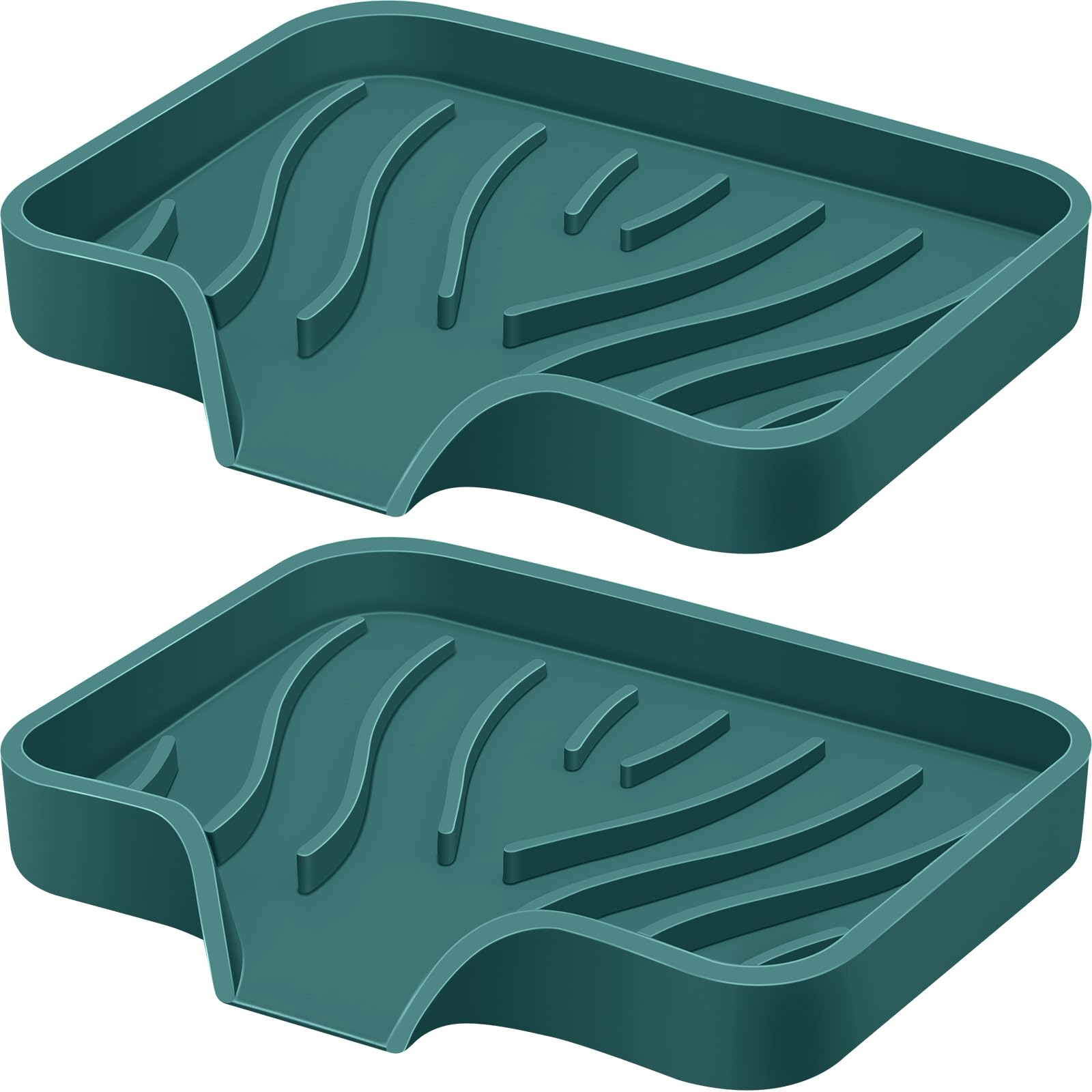 Silicone Soap Dish with Drain, SAISN Kitchen Soap Tray for Shower 2 Pack Self Draining Soap Dish Soft Bathroom Soap Holder for Kitchen Sink Flexible Portable Soap Saver, Green