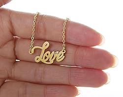 AOLO 18k Gold Plated Love Name Pendant Necklace