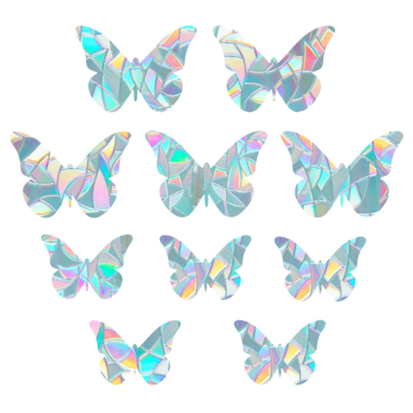 GORGECRAFT 10Pcs Rainbow Window Clings 3D Butterfly Decorative Window Decals Anti-Collision Window Stickers Static Vinyl Film for Glass Sliding Door Kitchen Bedroom Decor Prevent Birds Strike