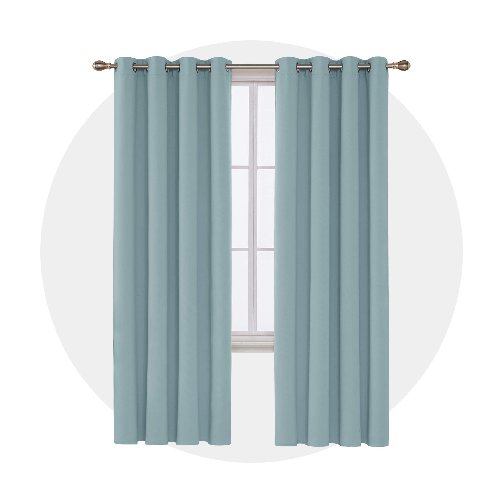 Deconovo Blackout Curtains Thermal Insulated Window Treatments Grommet Top Drapes Room Darkening Panels, 52 x 95 Inch, Baby Blue — image 1